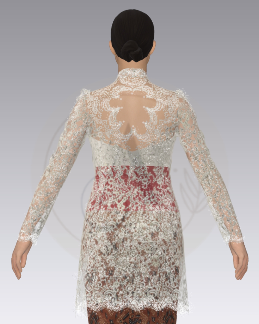 Desain dan pola kebaya simpel unik 01 (back)