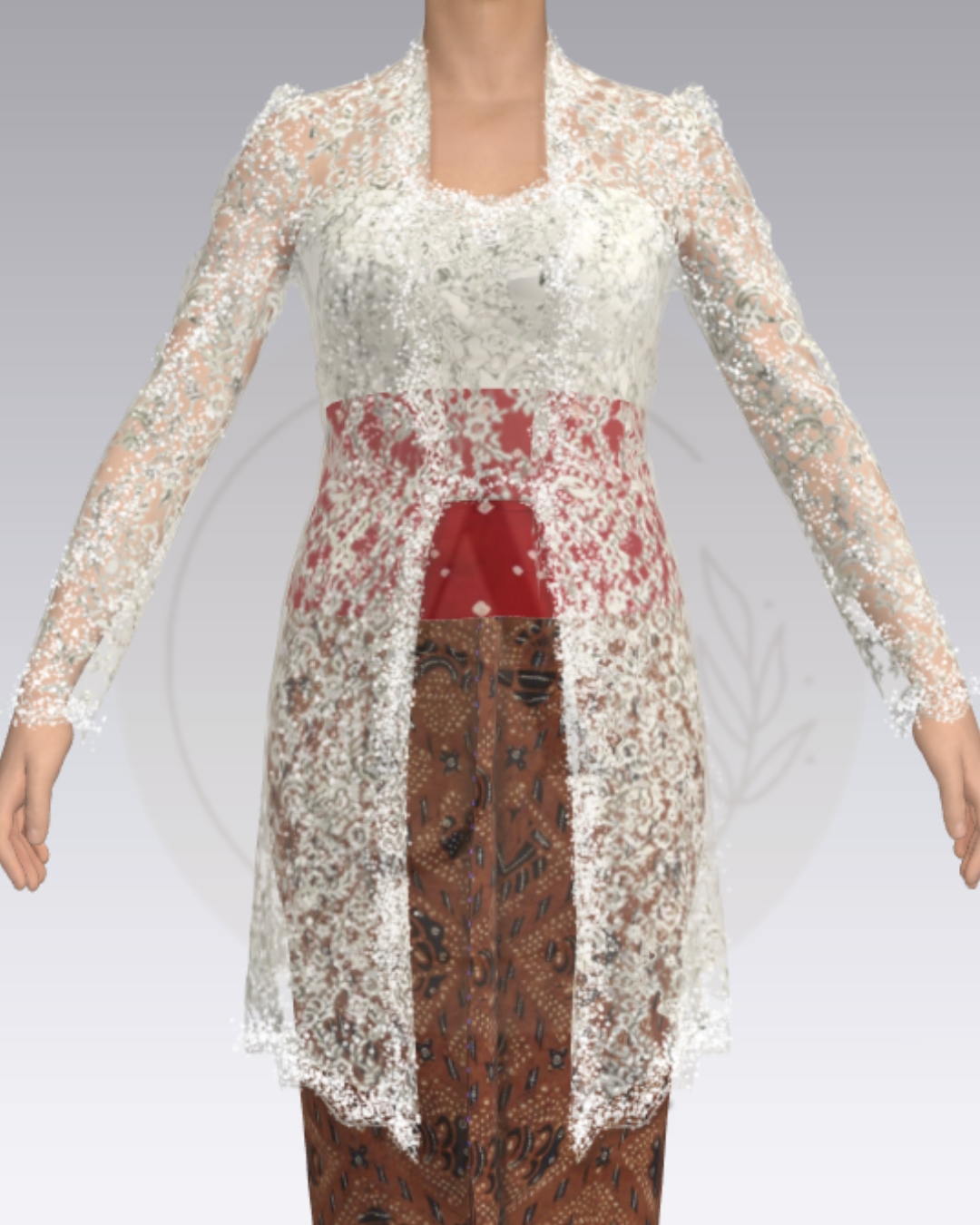 Desain dan pola kebaya simpel unik (front)