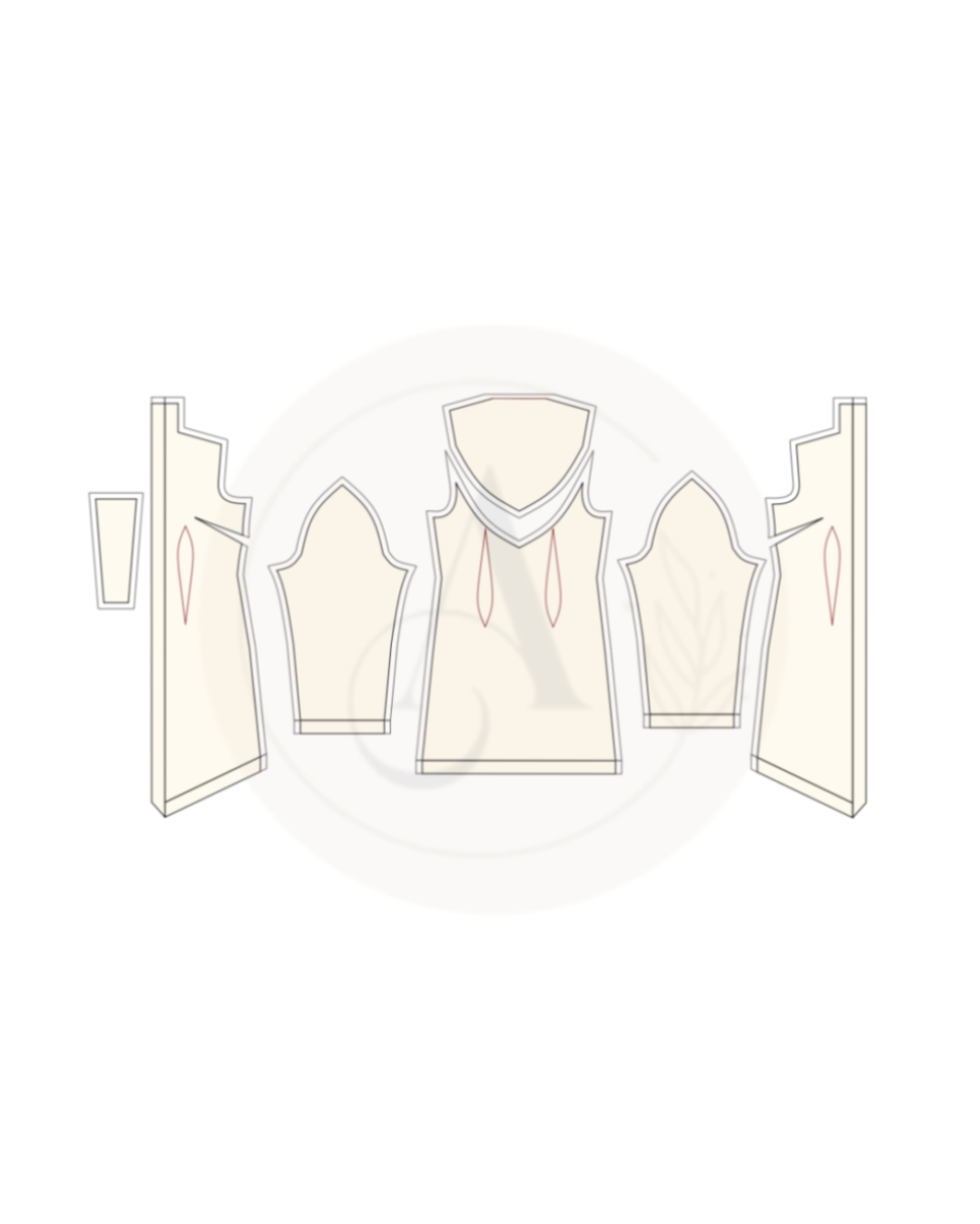 Desain dan pola kebaya simpel unik 01 (pola)