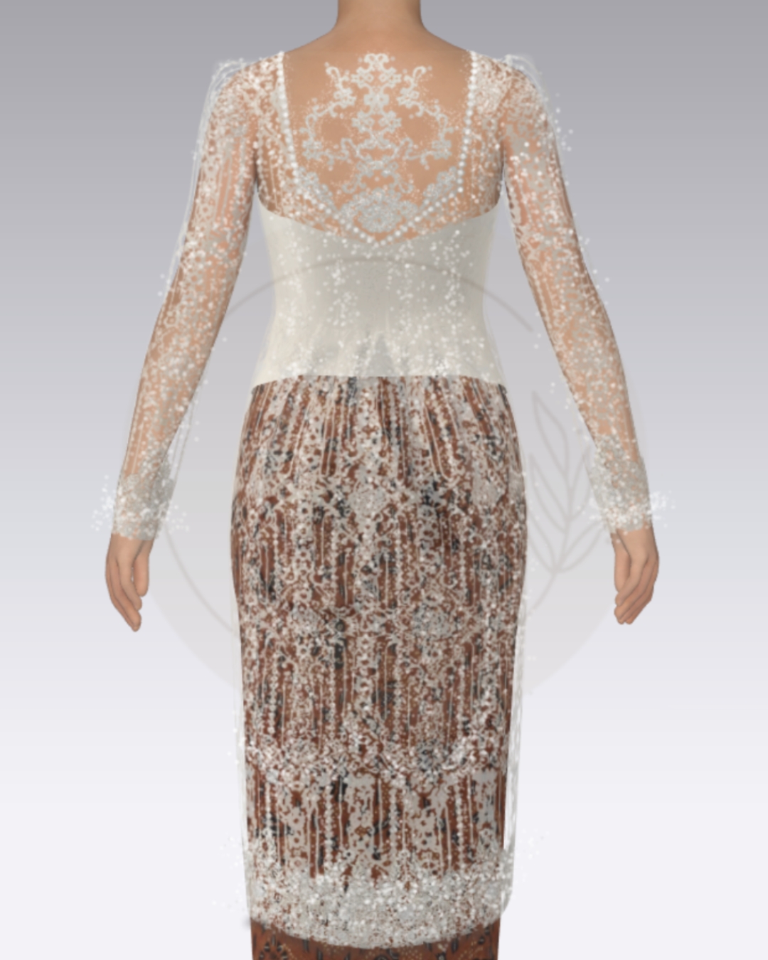 Desain dan pola kebaya simpel unik 02 (back)