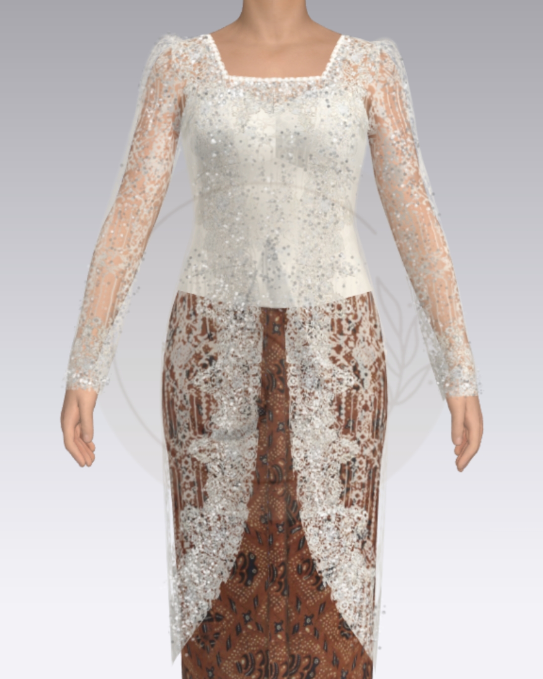 Desain dan pola kebaya simpel unik 02 (front)