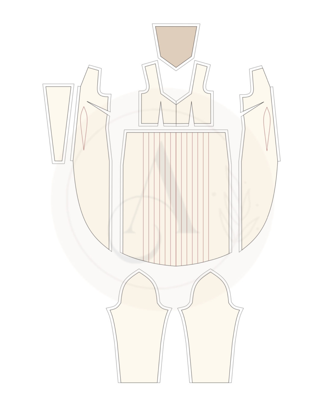 Desain dan pola kebaya simpel unik 02 (pola)