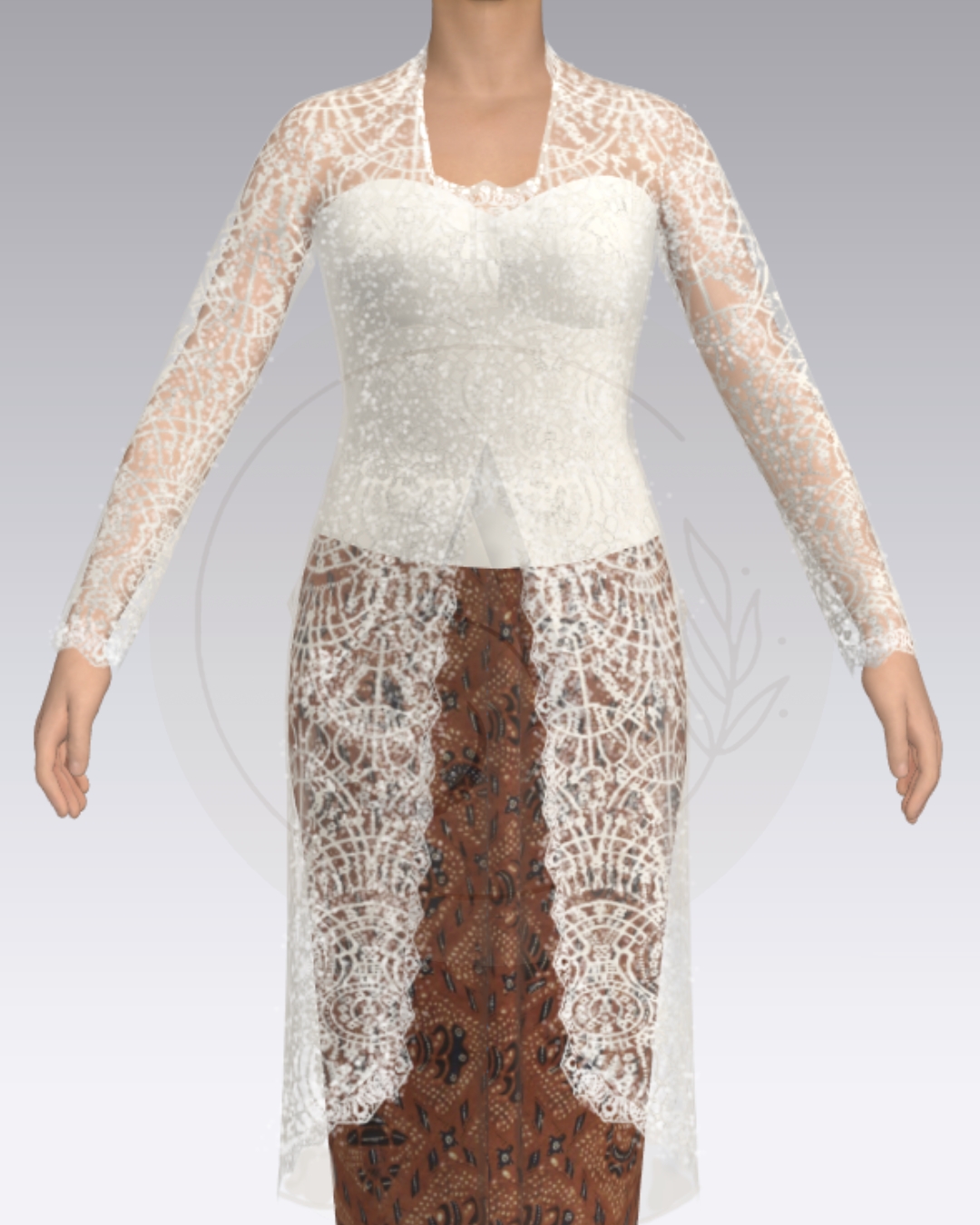 Desain dan pola kebaya simpel unik 03 (front)