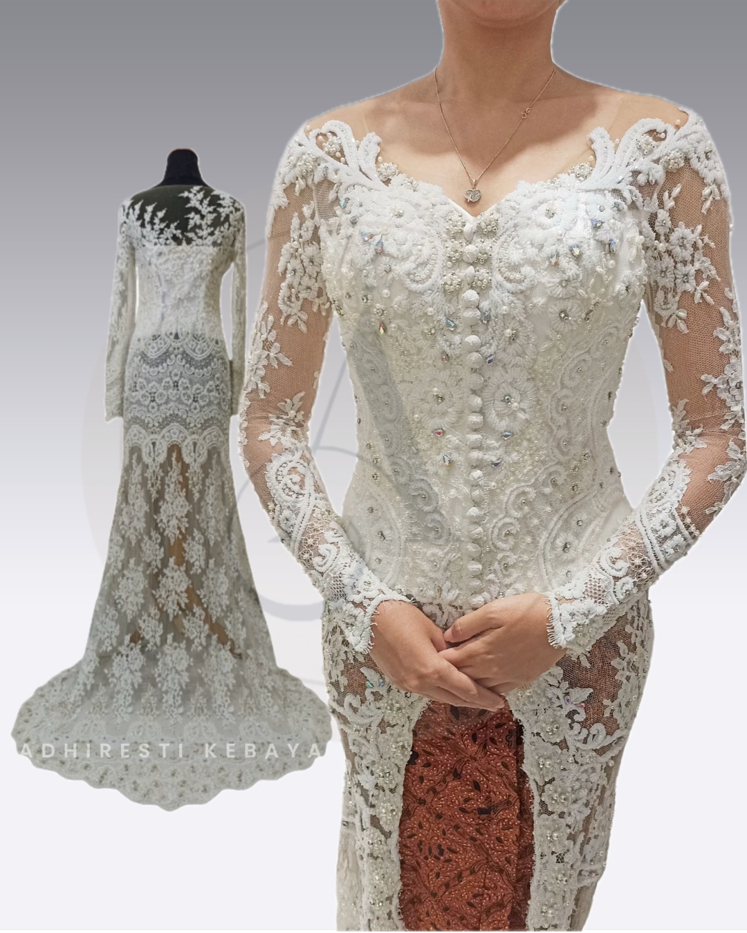 Hasil Akhir Kebaya Modern Klasik Bagian Depan & Belakang