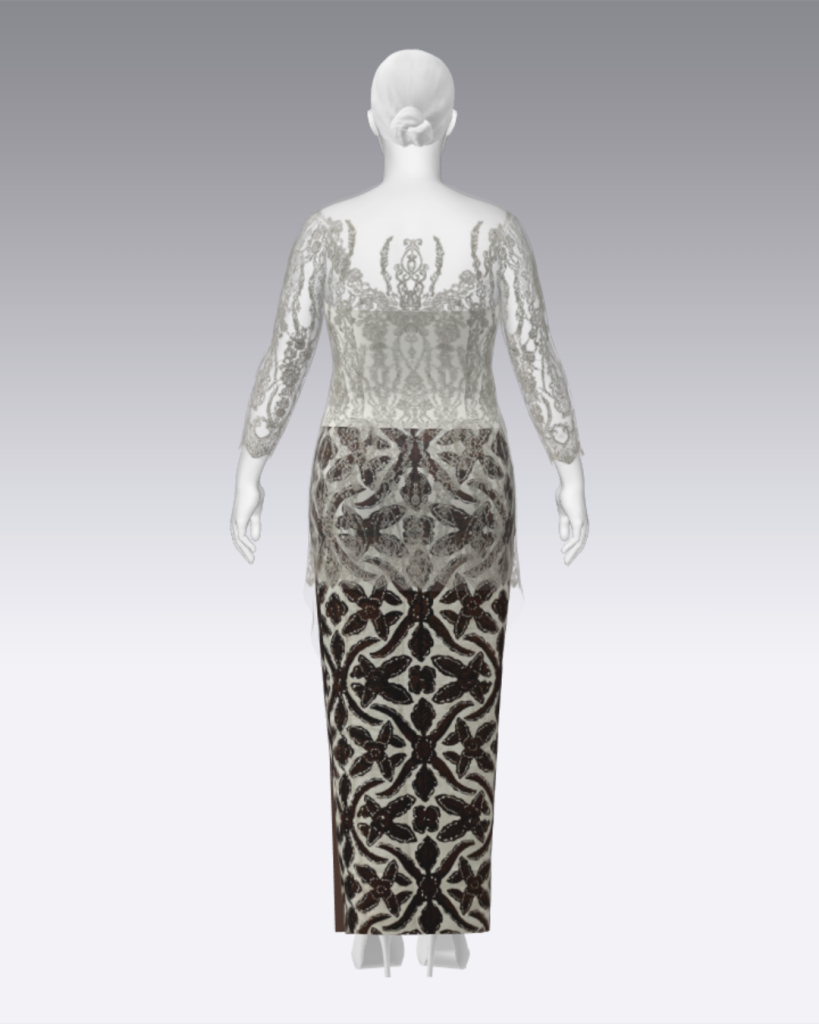 Kebaya Pengantin Custom Jerman (3) Detail belakang desain 3D kebaya pengantin custom untuk pernikahan di Jerman (Adhiresti Kebaya)